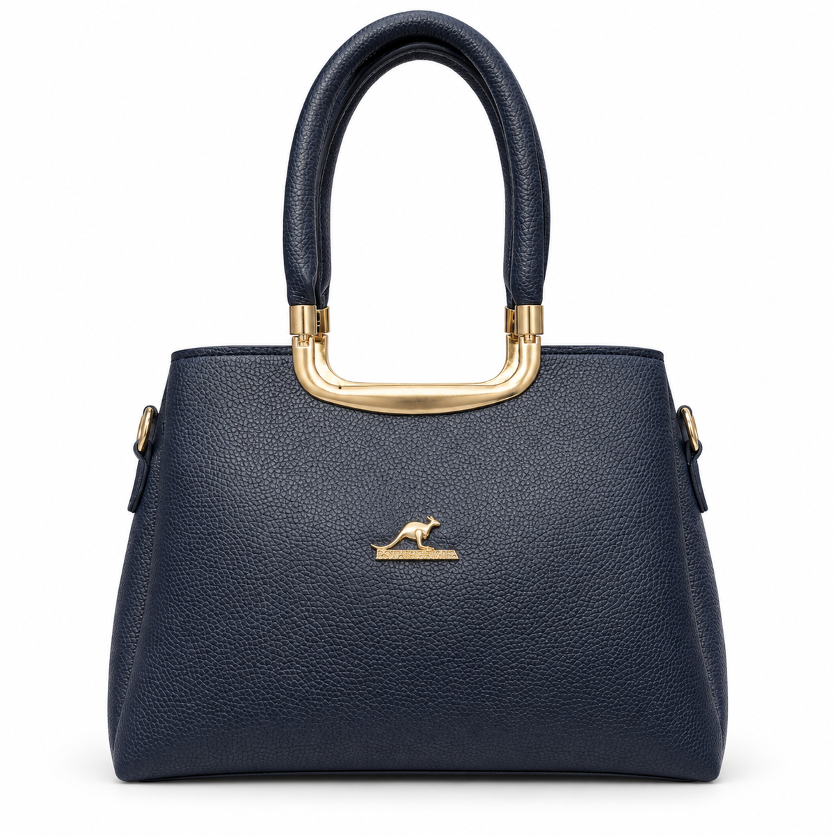 Structured frame handbag with one zip closure and three interior compartments