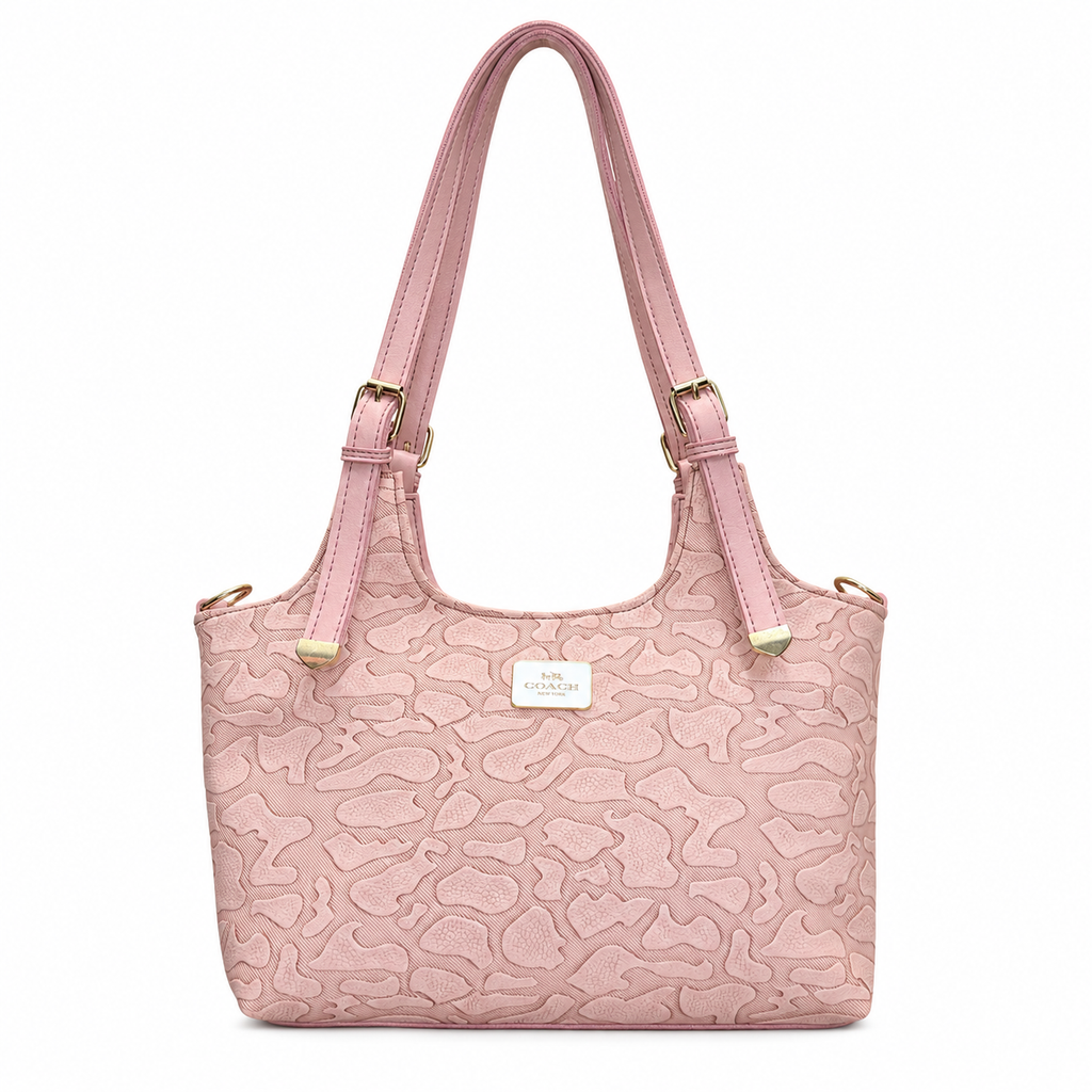 Structured Embossed Shoulder Tote Bag