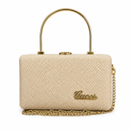 Textured Box Handbag with Top Handle and Chain Strap