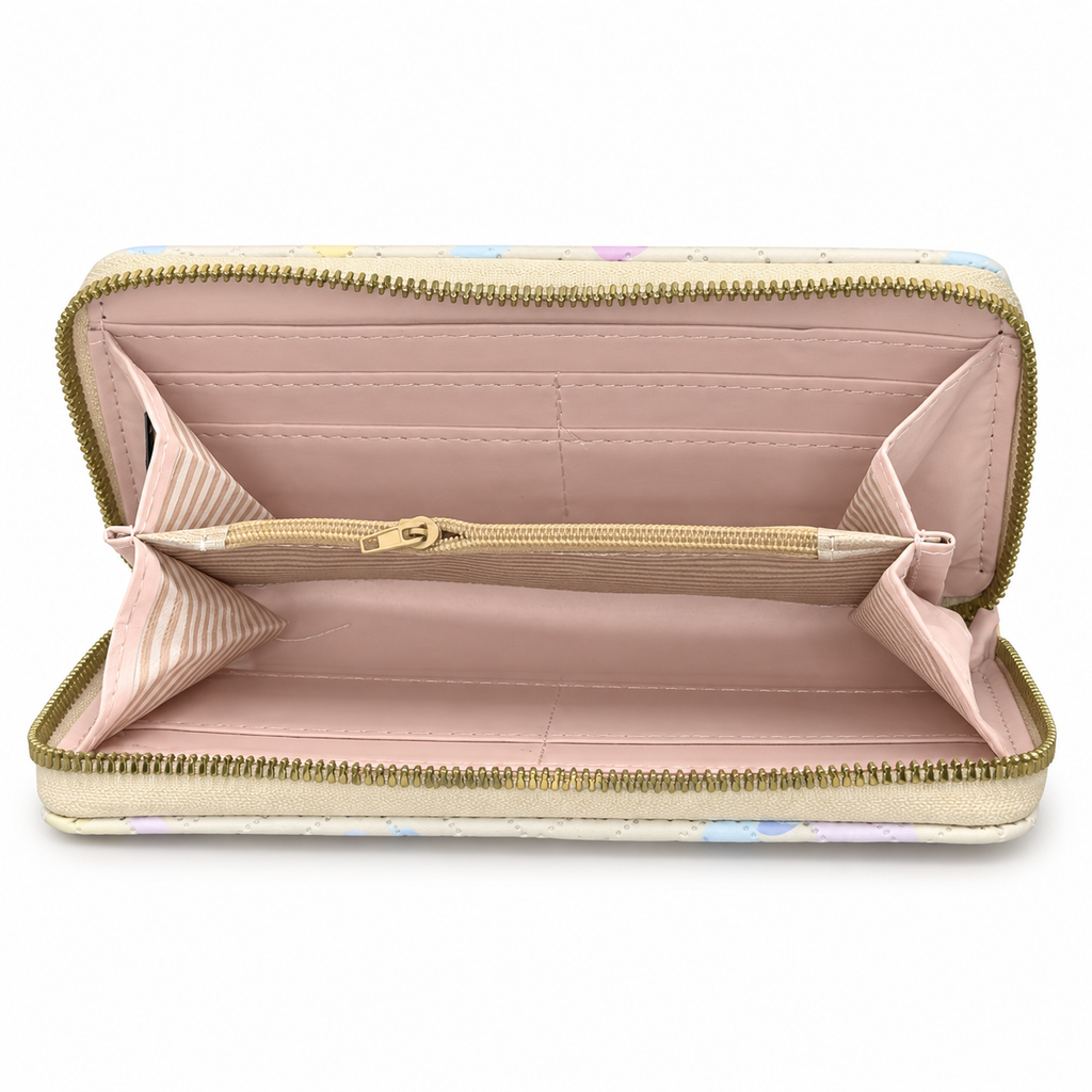 Quilted Heart-Pattern Zipper Pouch