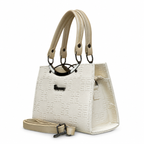 Geometric Embossed Double-Handle Handbag