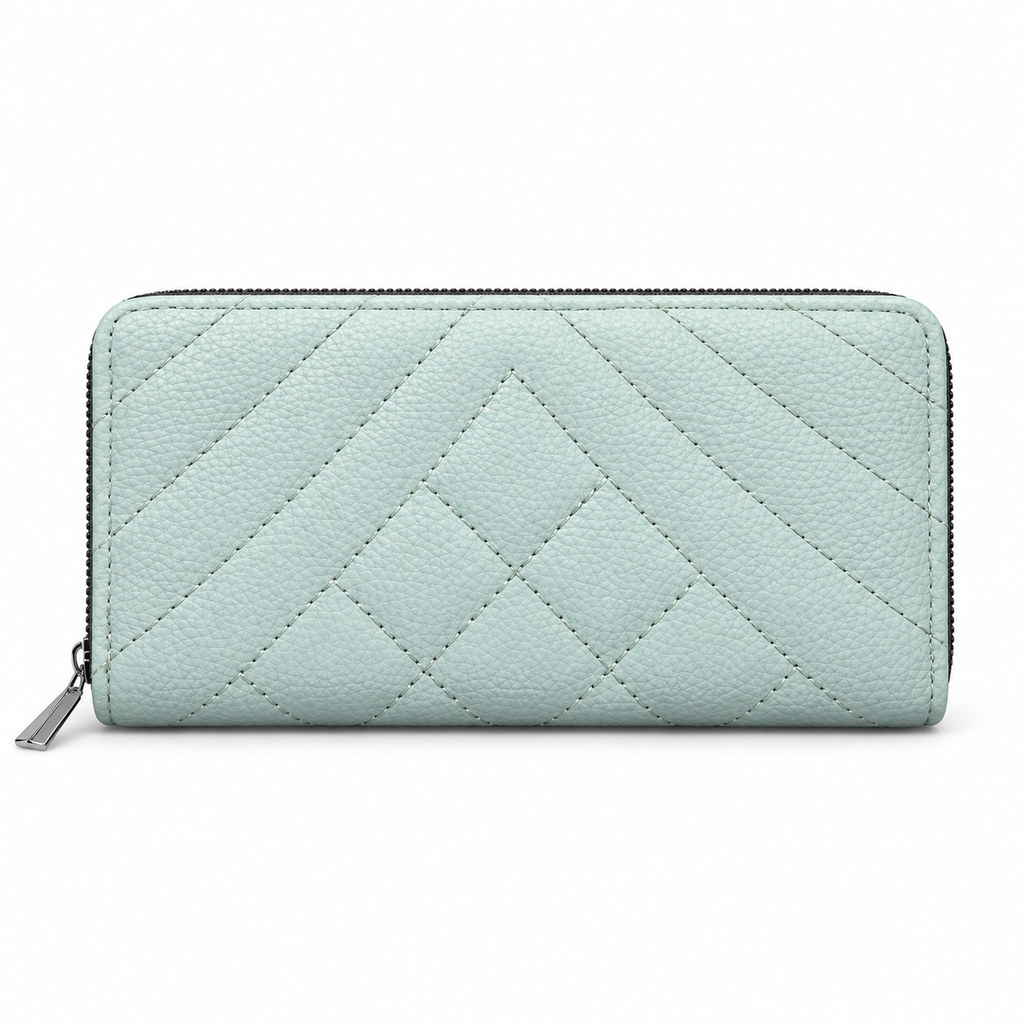 Diamond-Quilted Zipper Wallet