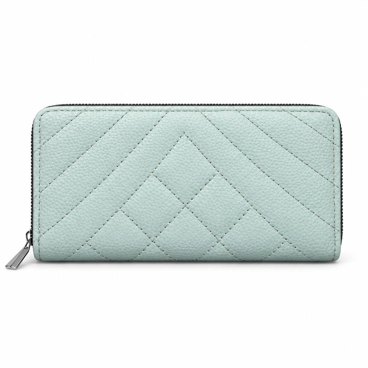 Diamond-Quilted Zipper Wallet