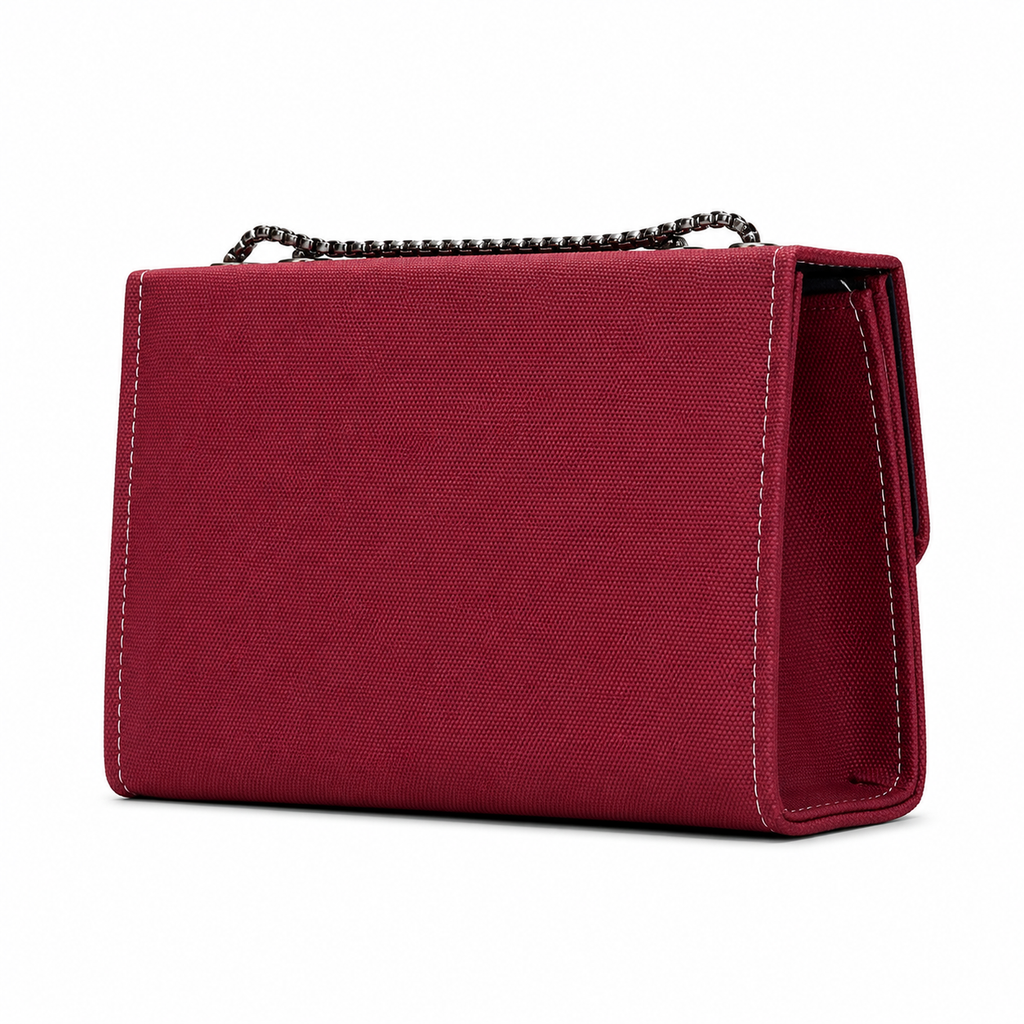 Textured Double-Chain Flap Shoulder Bag