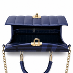 Checked-Flap Structured Top-Handle Handbag