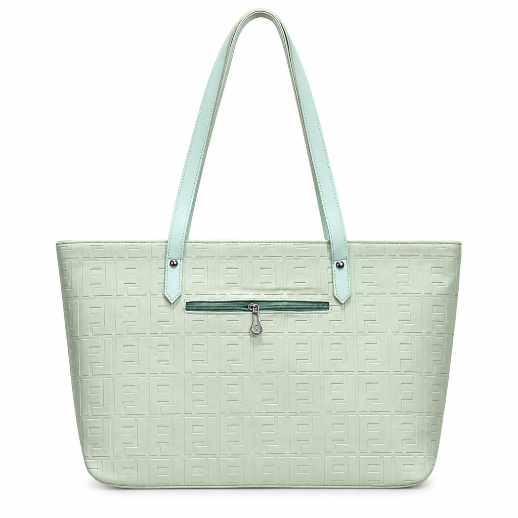 Structured Embossed Tote Bag with Scarf Accent