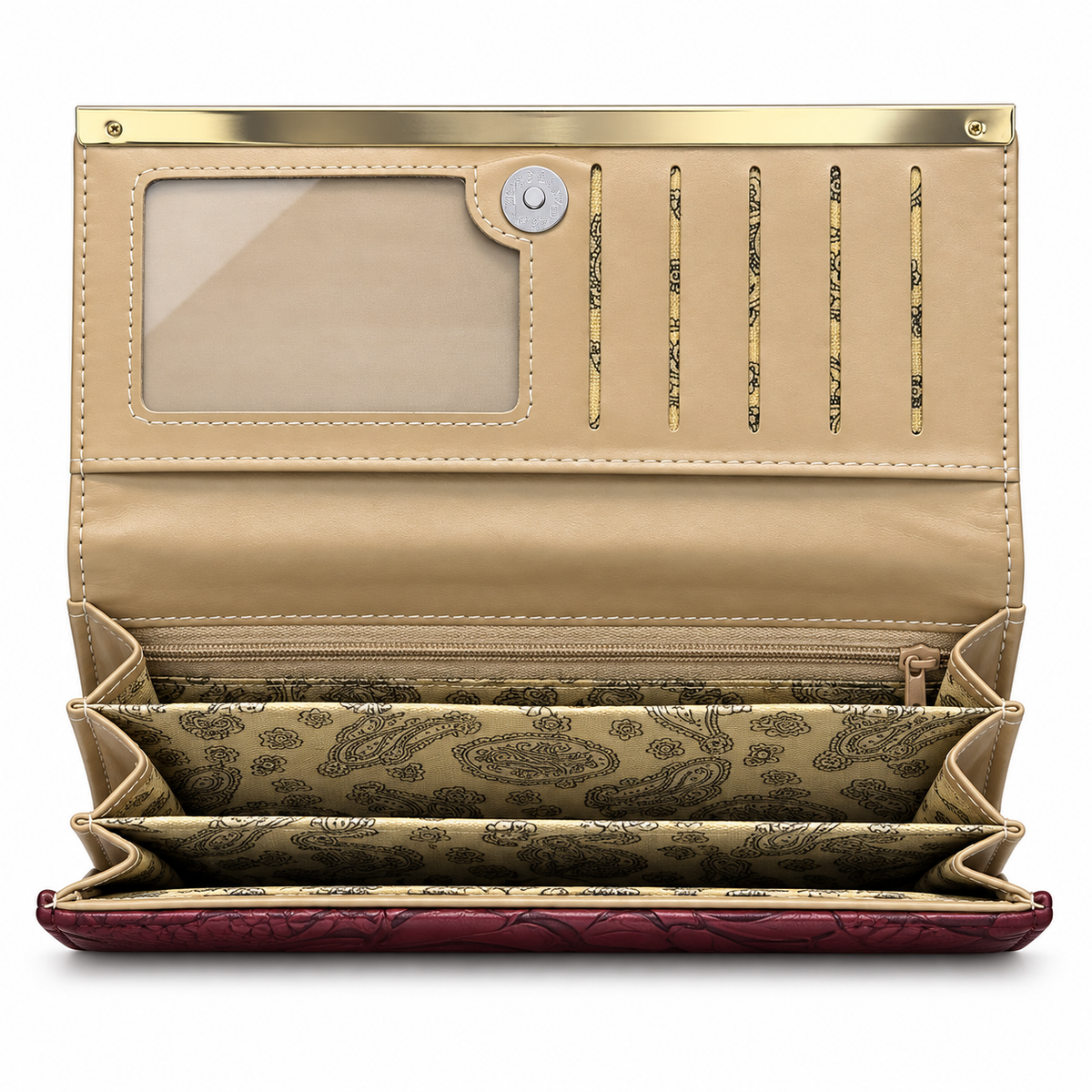Floral Embossed Frame Clutch