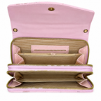 All-Over Letter-Pattern Flap Clutch