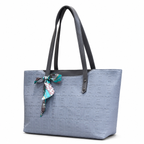 Structured Embossed Tote Bag with Scarf Accent