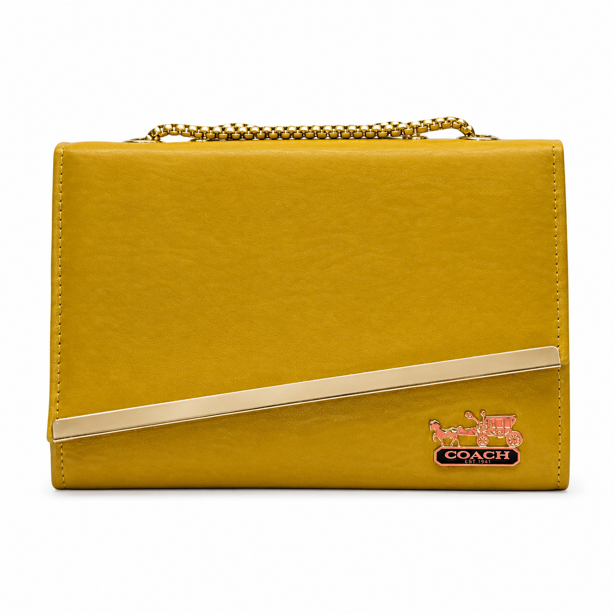 Diagonal-Bar Chain Flap Shoulder Bag