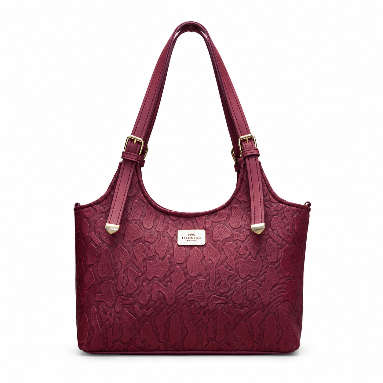 Structured Embossed Shoulder Tote Bag