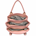 Three-Compartment Structured Handbag with Tassel Charm