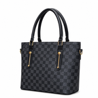 Classic Check-Pattern Structured Tote Bag