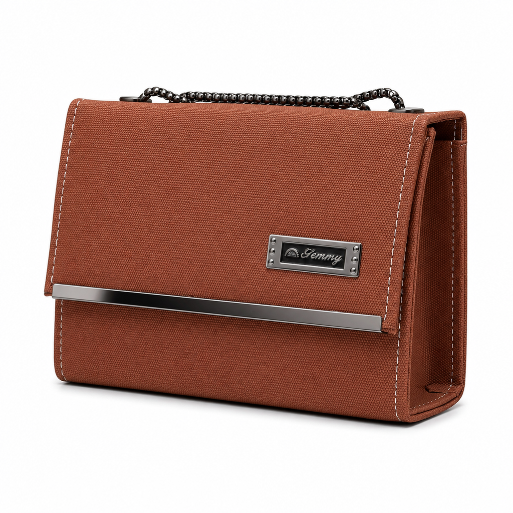 Rectangular Textured Chain Flap Shoulder Bag