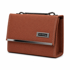Rectangular Textured Chain Flap Shoulder Bag