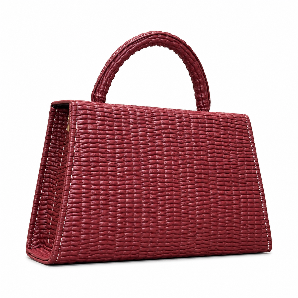 Wavy-Texture Top-Handle Handbag with Chain Strap