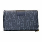 All-Over Letter-Pattern Flap Clutch