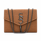 Woven-Texture Flap Clutch with Chain Strap