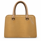 Crocodile-Embossed Structured Handbag
