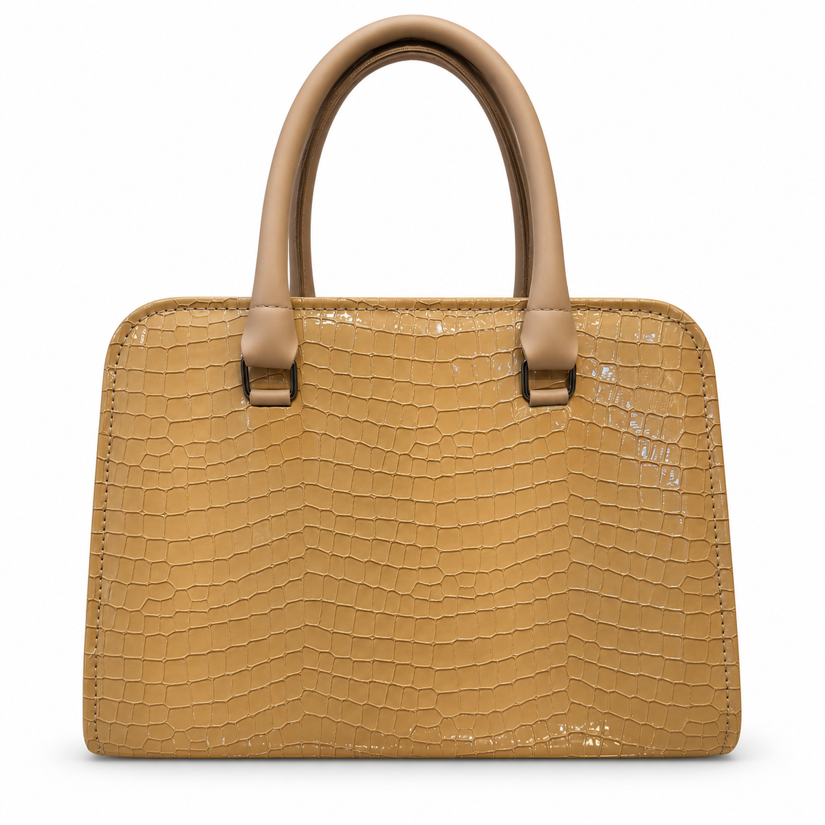 Crocodile-Embossed Structured Handbag