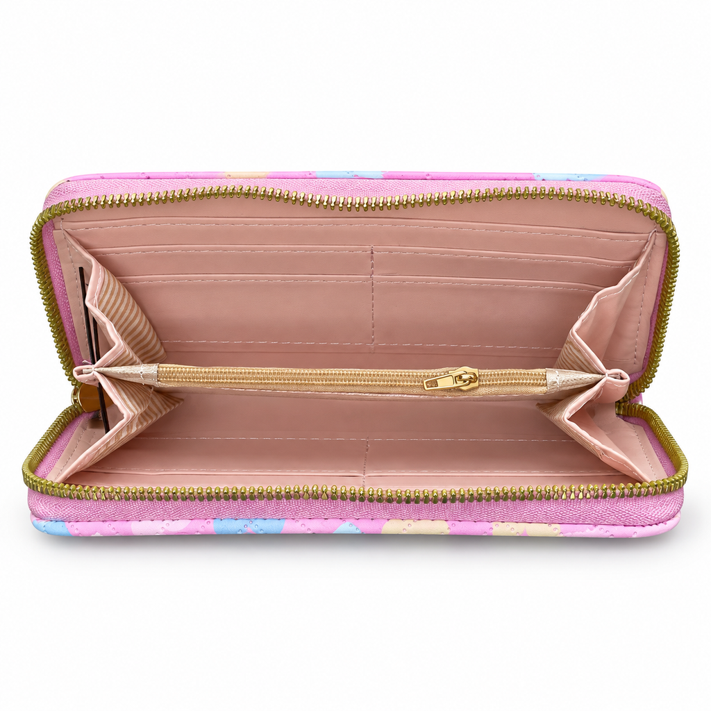 Quilted Heart-Pattern Zipper Pouch