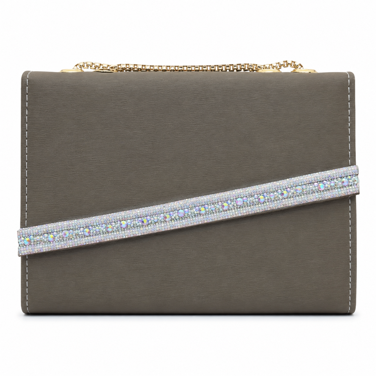 Crystal-Detail Envelope Chain Shoulder Bag