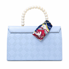 Pearl-Handle Scarf-Accent Handbag