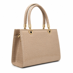 Croc-Textured Structured Handbag with Heart Handles