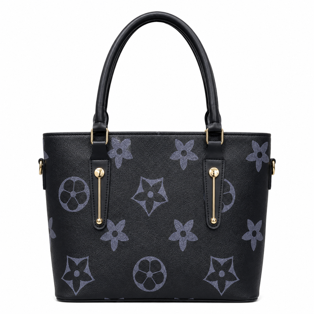 Floral-Pattern Structured Tote Bag
