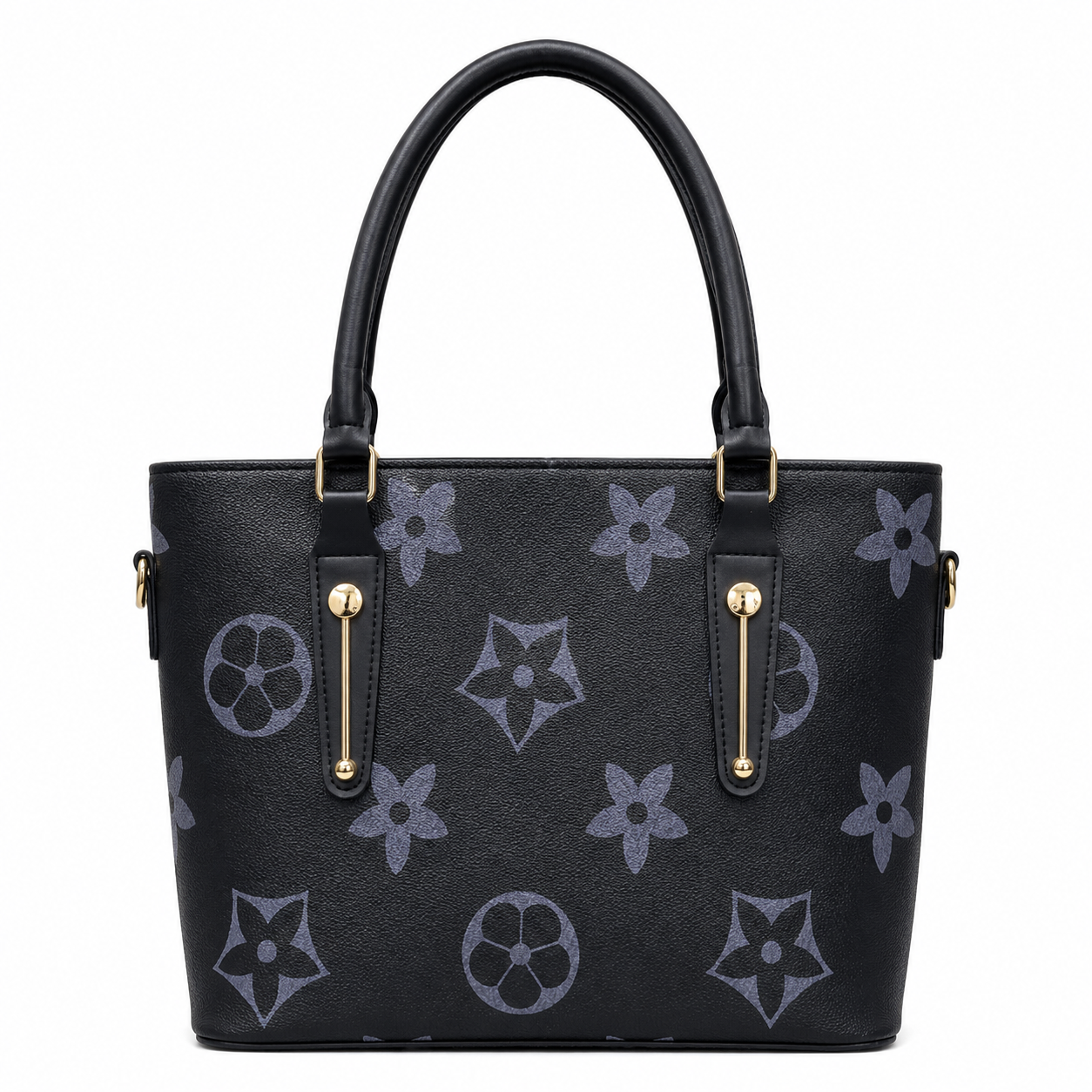 Floral-Pattern Structured Tote Bag