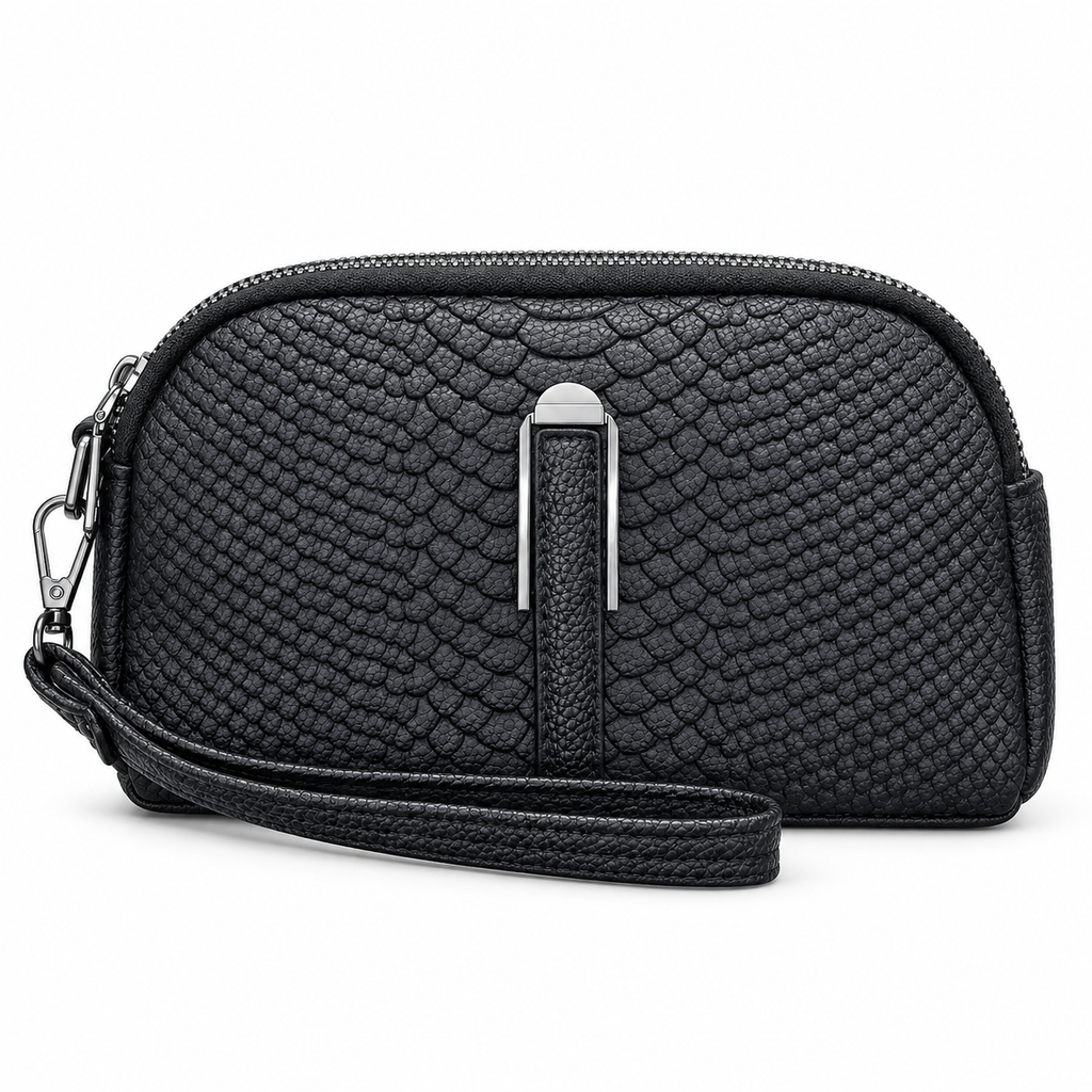 Textured Mini Zipper Pouch with Strap