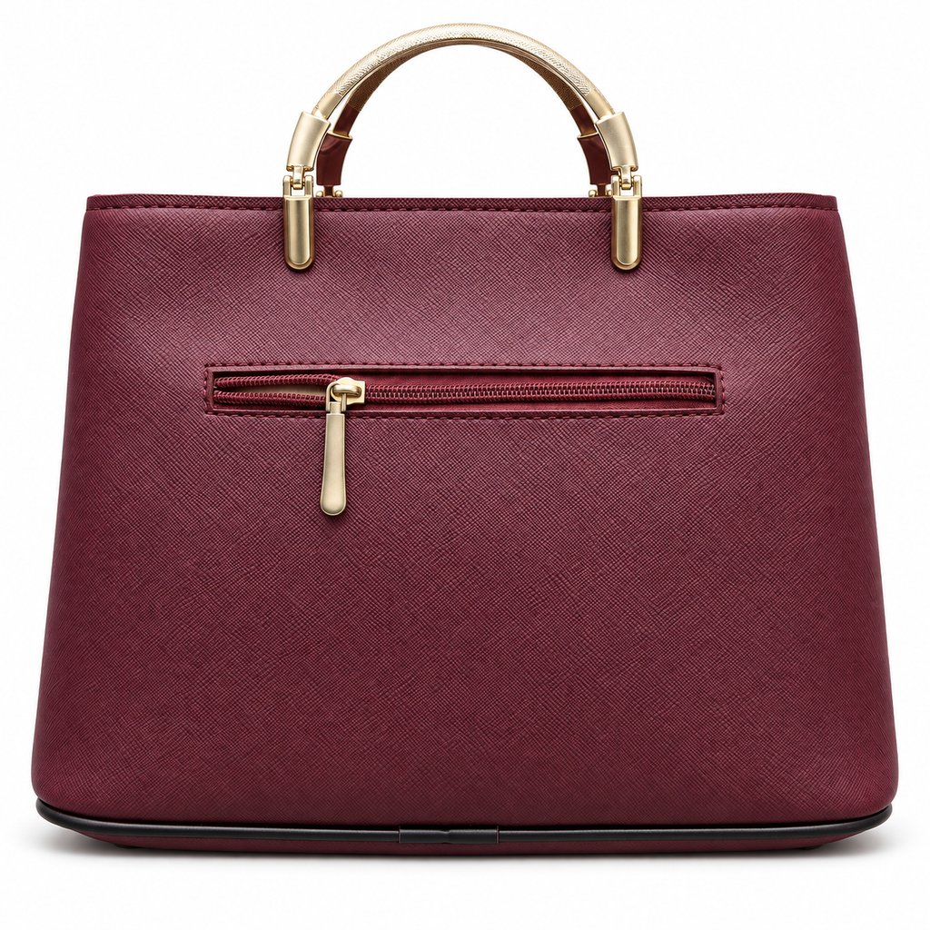 Structured Grid-Textured Top-Handle Handbag