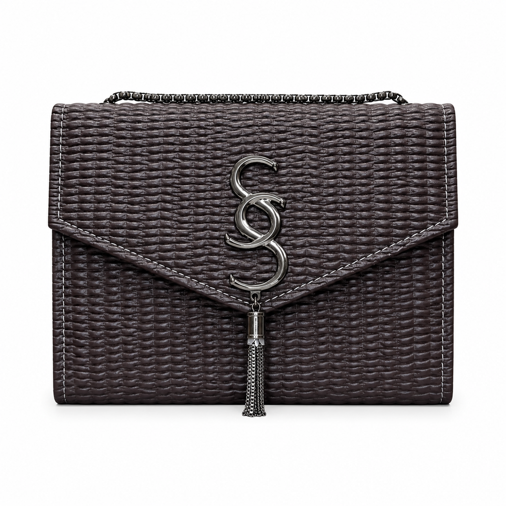 Woven-Texture Flap Clutch with Chain Strap