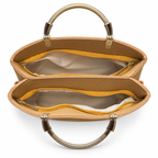 Structured Grid-Textured Top-Handle Handbag