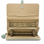 Textured Flap Clutch Wallet with Tassel Detail
