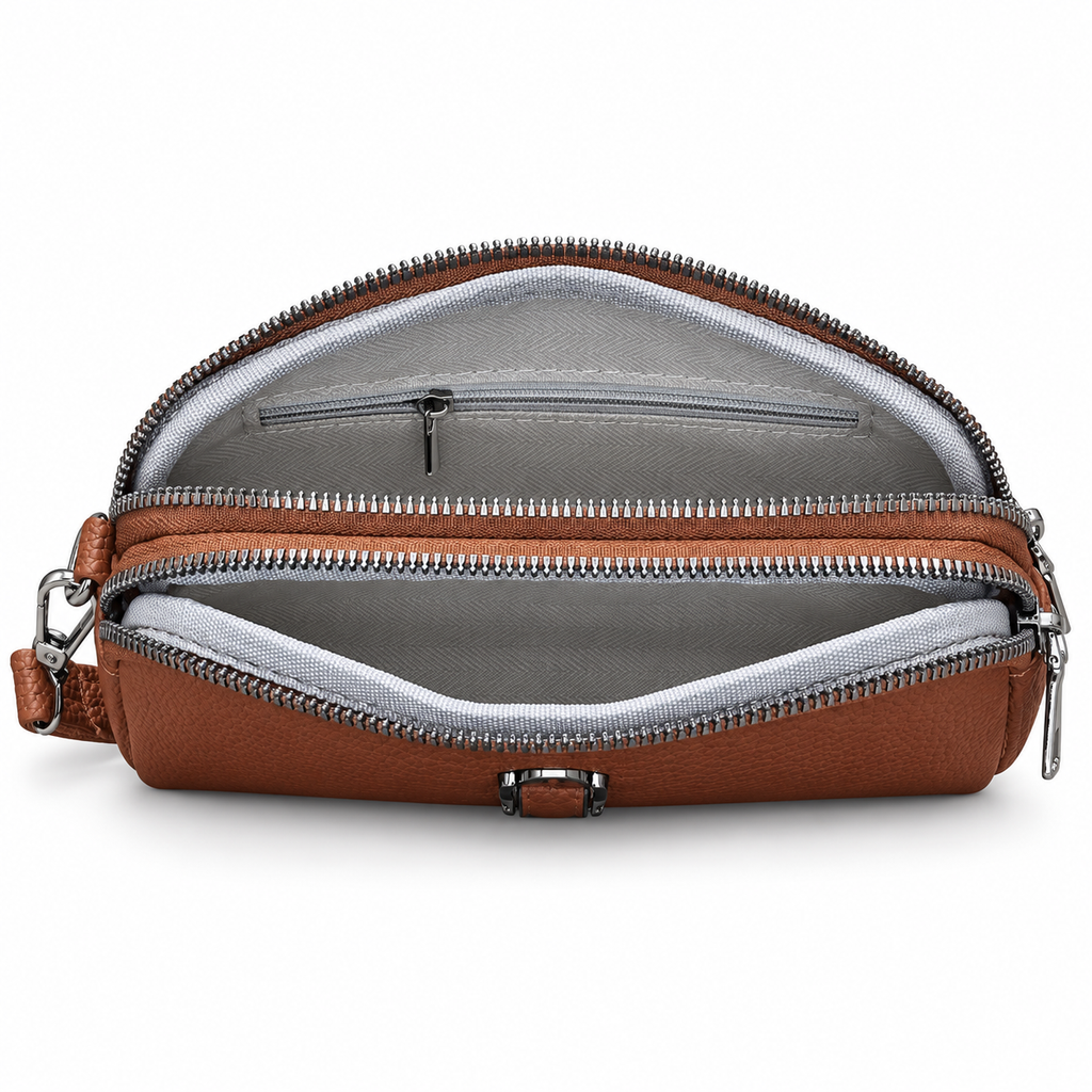 Textured Mini Zipper Pouch with Strap