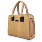 Crocodile-Embossed Structured Handbag