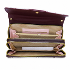 All-Over Letter-Pattern Flap Clutch