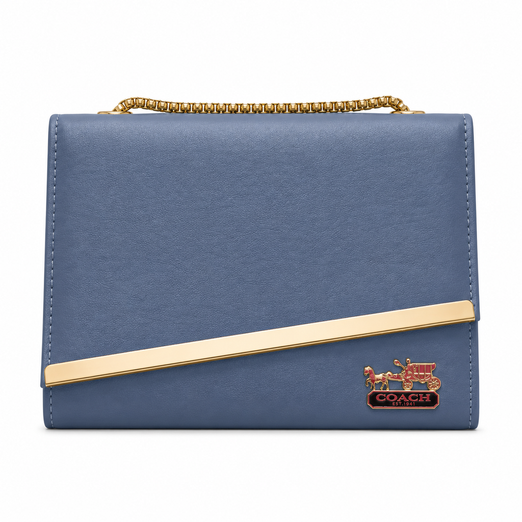 Diagonal-Bar Chain Flap Shoulder Bag