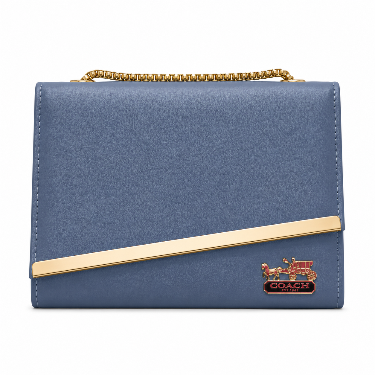 Diagonal-Bar Chain Flap Shoulder Bag