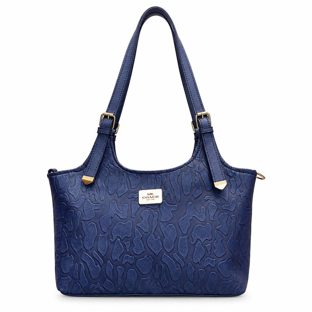 Structured Embossed Shoulder Tote Bag