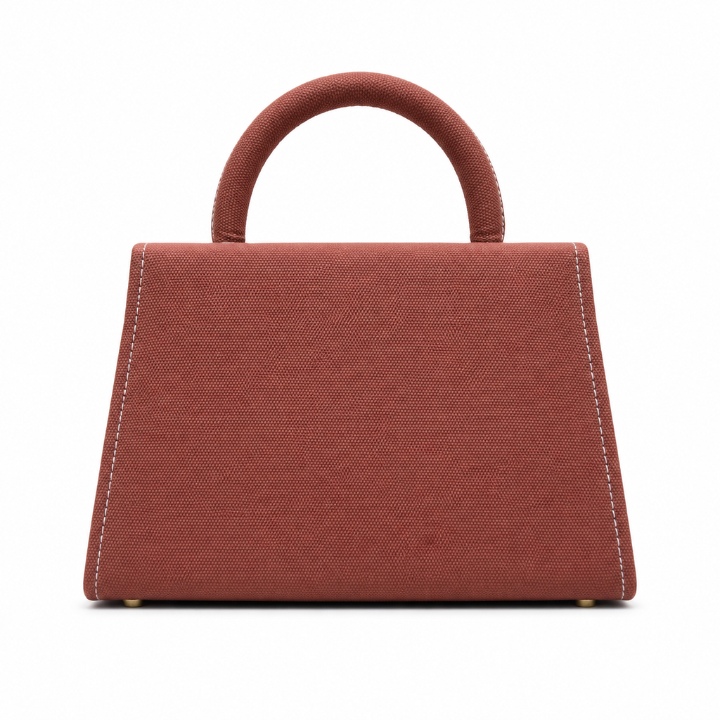Textured Frame-Detail Top-Handle Handbag