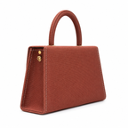 Textured Frame-Detail Top-Handle Handbag