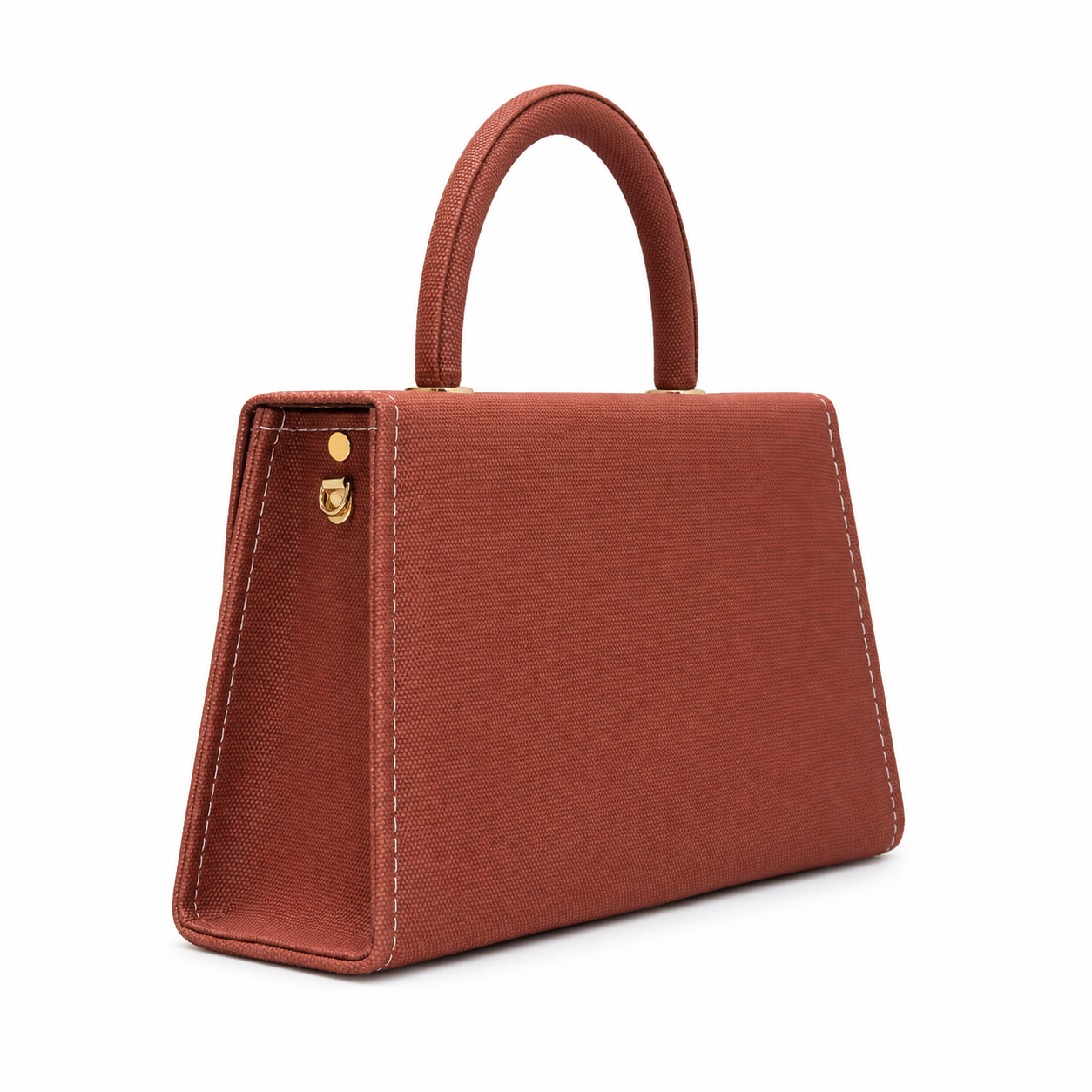 Textured Frame-Detail Top-Handle Handbag