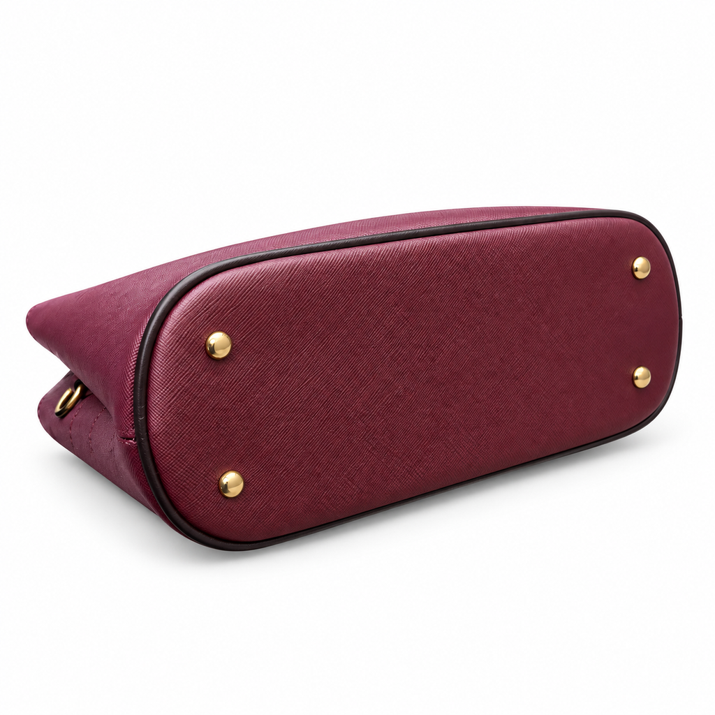 Structured Grid-Textured Top-Handle Handbag