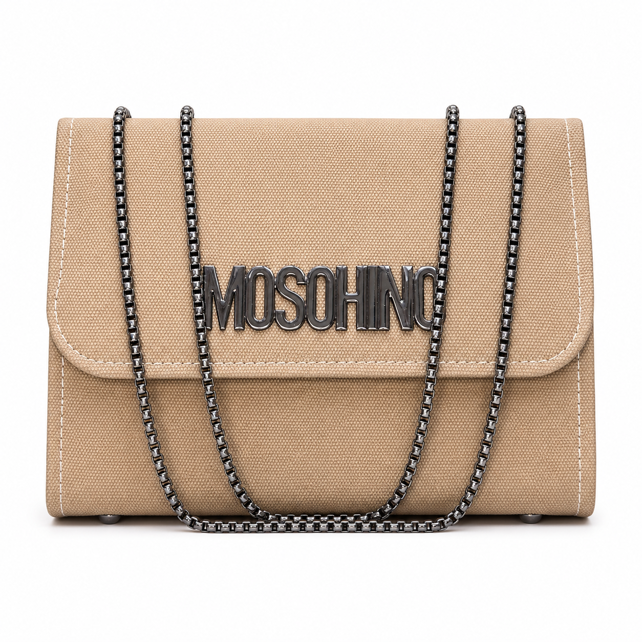 Textured Logo-Accent Flap Shoulder Bag