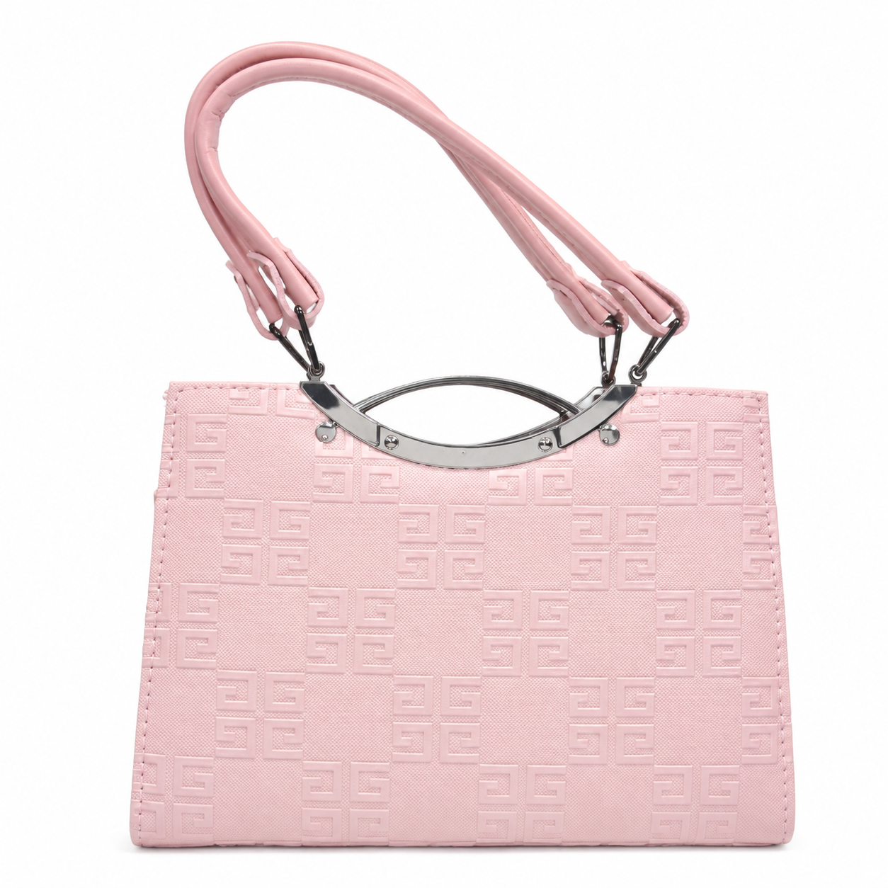 Geometric Embossed Double-Handle Handbag