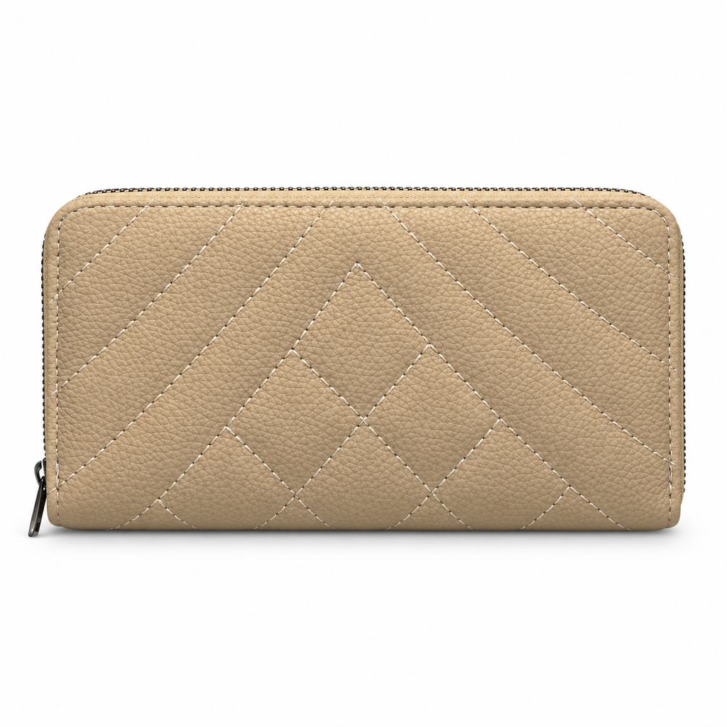 Diamond-Quilted Zipper Wallet