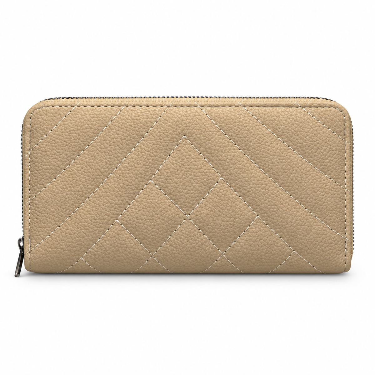 Diamond-Quilted Zipper Wallet