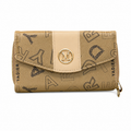 All-Over Letter-Pattern Flap Clutch